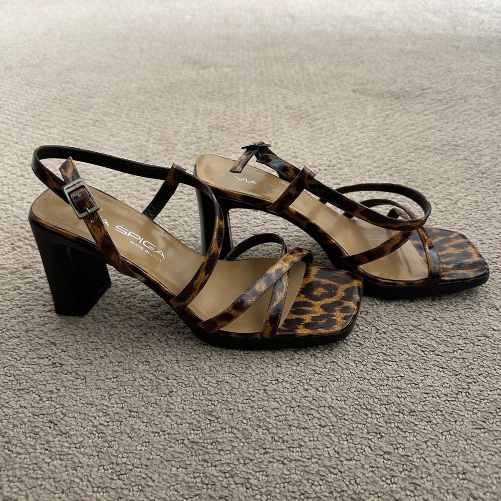 Via Spiga cheetah print heeled sandals